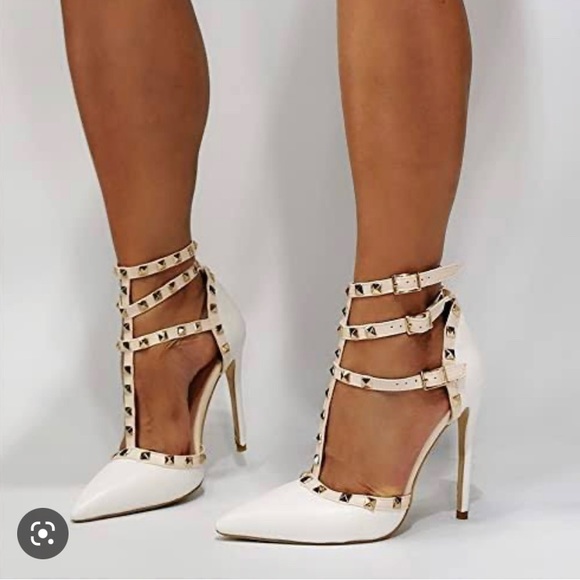 NEW  FAHRENHEIT STUDDED STRAPPY PUMPS , NUDE Sz 8-8.5 - Picture 11 of 11
